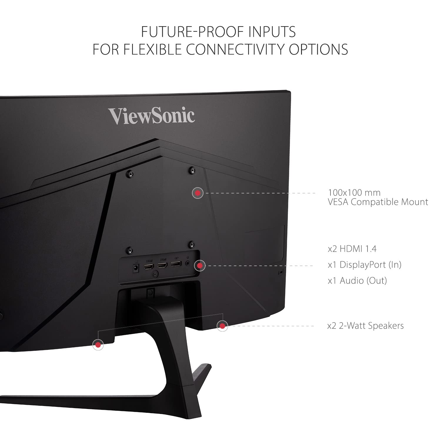 Монітор Viewsonic VX2418C 60.5 см (24 Дюйми) Ігровий, Curved, Full HD, FreeSync Premium, 1мс, 165Гц, HDMI, DP, Speaker Чорний, фото №6