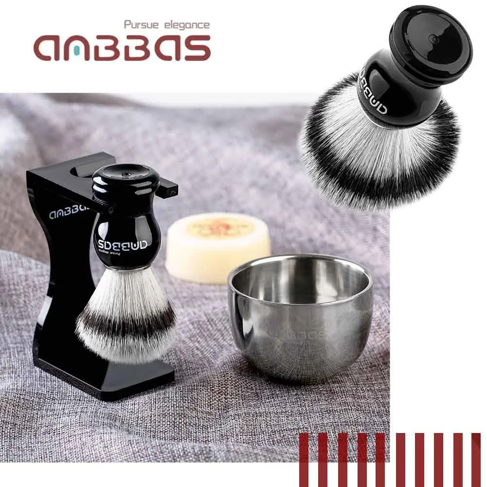 Помазок для бритья Anbbas Synthetic Hair с чашей и подставкой, фото №2