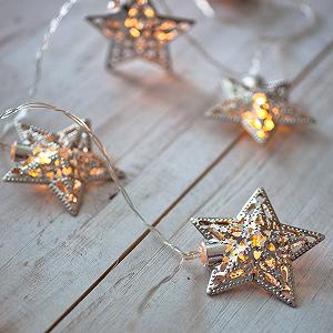 Гирлянда Lights4fun Fairy Star 10 LED серебряная, питание от батареек synthetic.ua - Фото 1