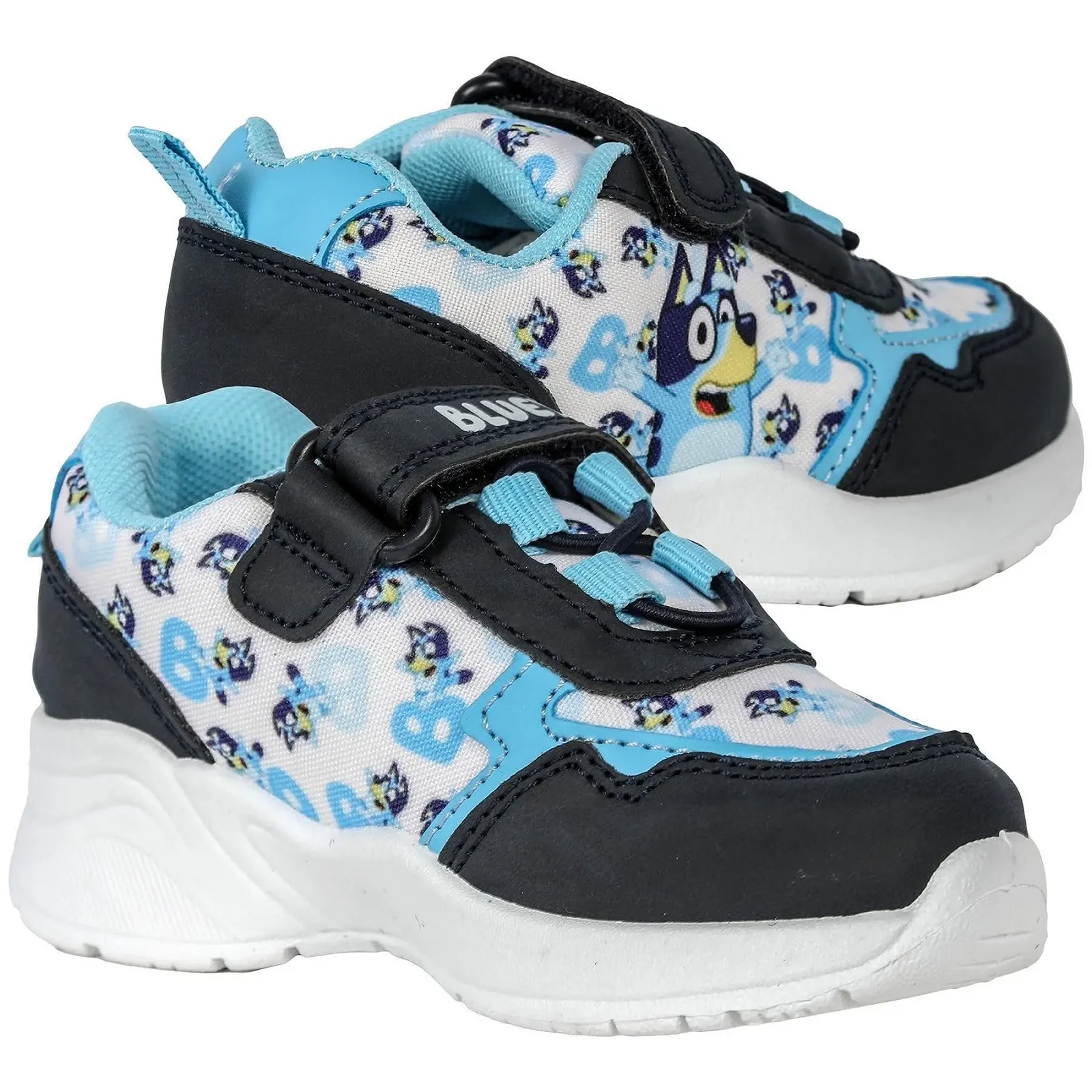 Кроссовки Bluey Для мальчиков Официальные детские персонажные Черный и Синий PU Кроссовки на липучке Легкая амортизирующая подошва Размеры 6-12 A2Z 4 Kids, фото №3