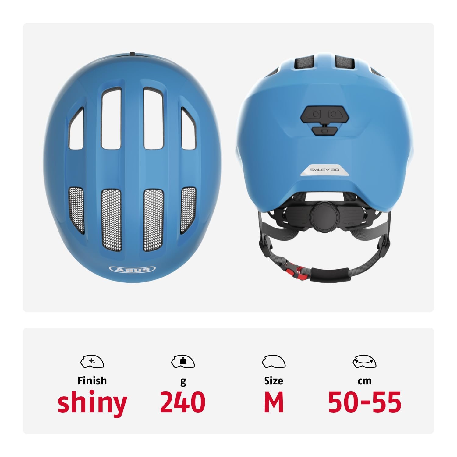 Велосипедний шолом ABUS Smiley 3.0, дитячий, глибока посадка, місце для хвостика, синій, фото №3