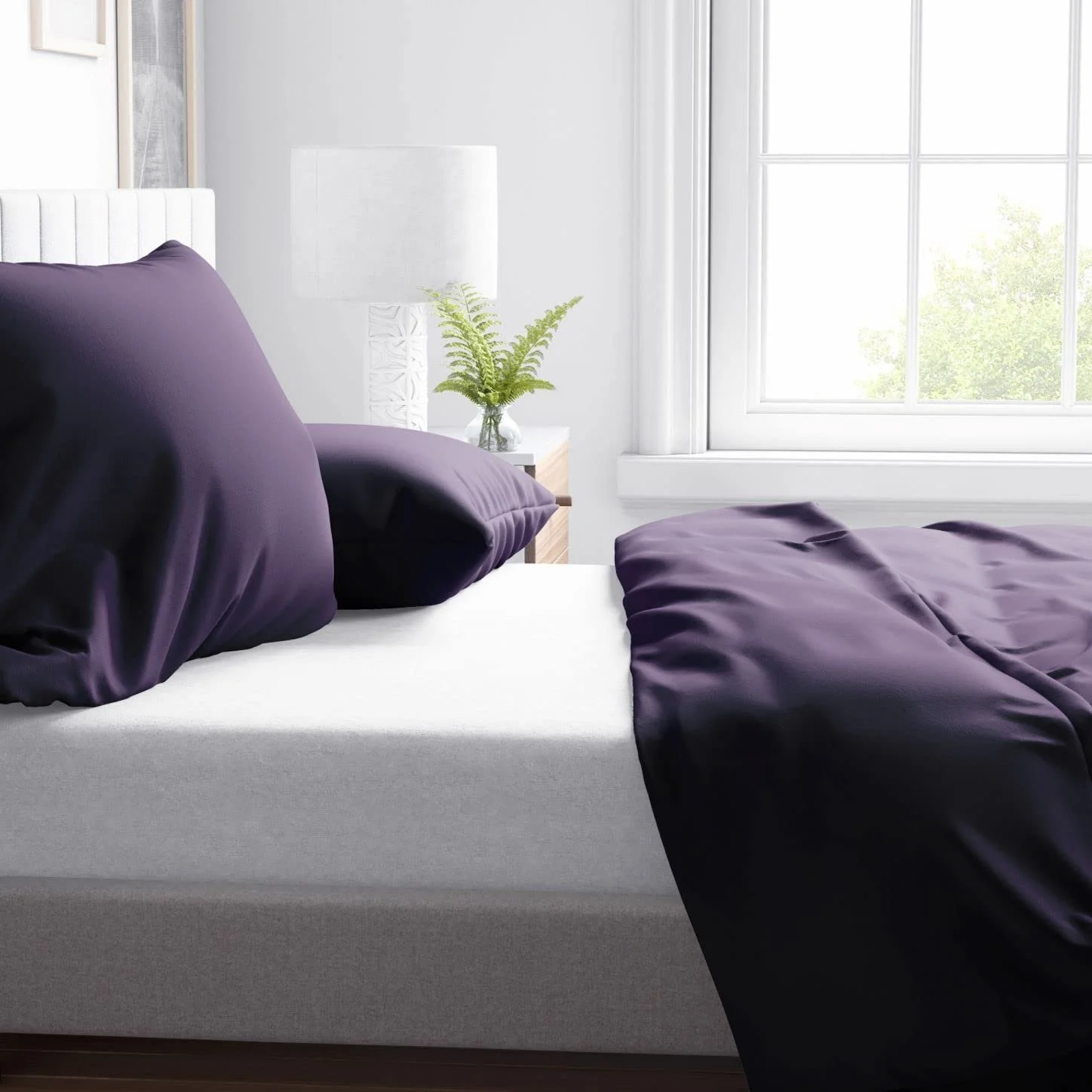 Постельное белье Leonado Vicenti хлопок однотонное 135 x 200 см 155 x 200 см 155 x 220 см 200 x 200 см 200 x 220 см 220 x 240 см 2 предмета фиолетовый, фото №3