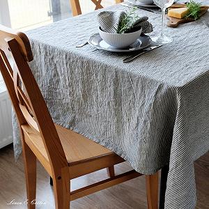 Скатертина Linen & Cotton Bjorn 100% льон Black/Beige/Natural 153 x 300 см synthetic.ua - Фото 1