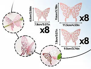 3D наклейки на стіну Метелики 24 шт. 3 розміри Рожеве золото synthetic.ua - Фото 1