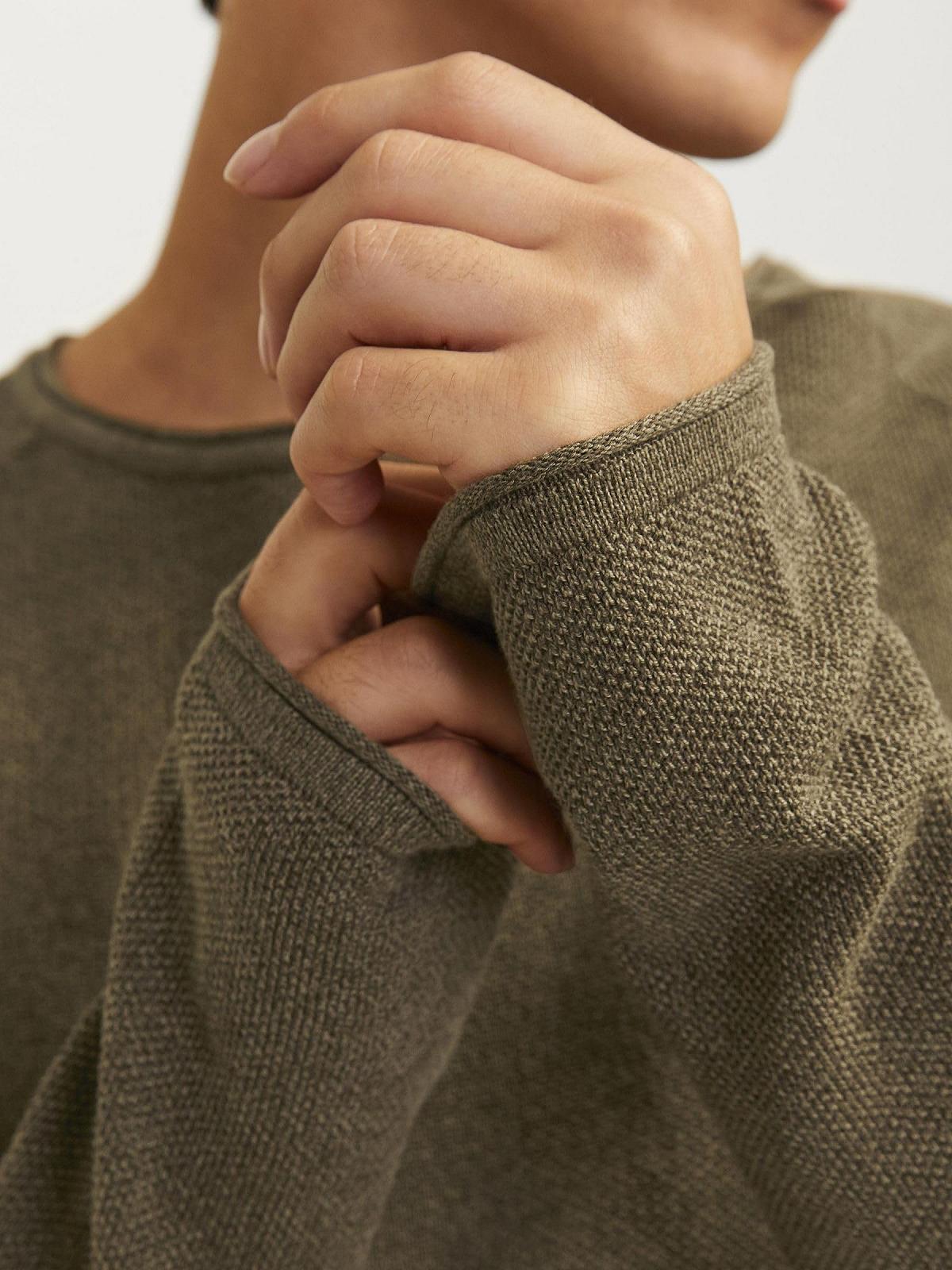 В'язаний пуловер JACK & JONES JJEHILL чоловічий, з круглим вирізом горловини, базова модель, з довгими рукавами, бавовняна сорочка, фото №6
