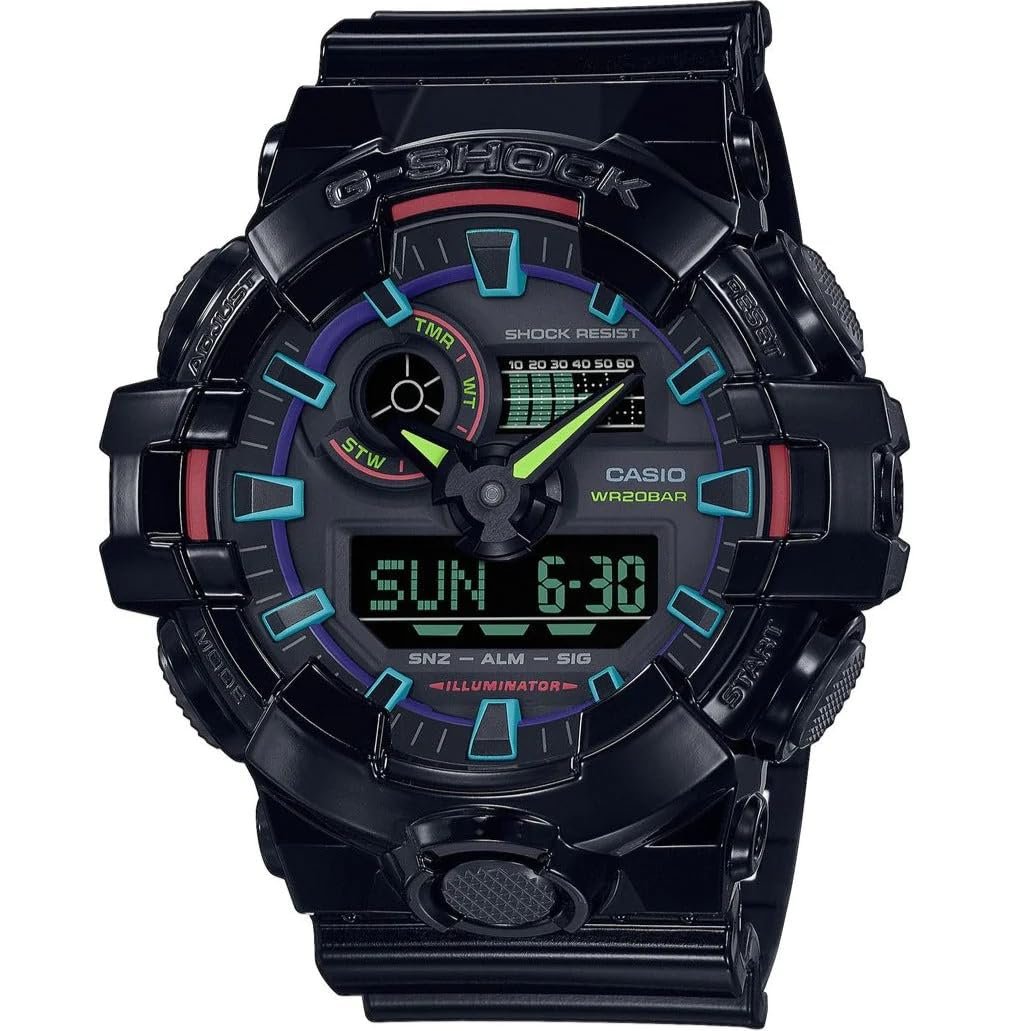 Годинник Casio GA-700RGB-1AER, чорний, смугастий, фото №1