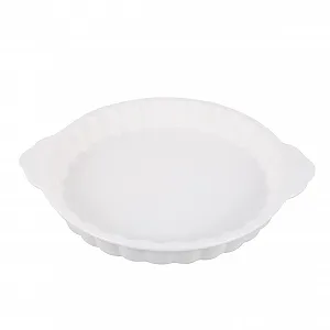 Форма для запікання Кругла керамічна жаростійка з подвійними ручками Біла - Фото 1