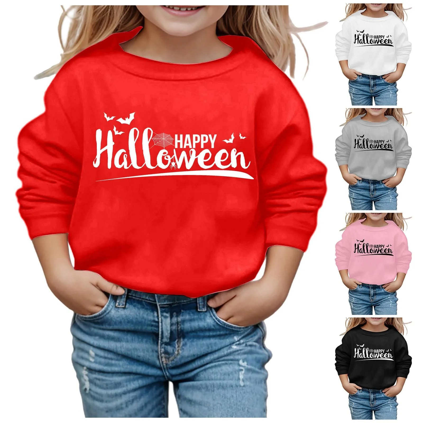 Свитшот для девочки Generisch Halloween Зимний детский теплый верх уютный Праздничный буквенный принт летучая мышь, фото №2