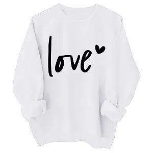 Рубашки на День святого Валентина для девочек, милая толстовка на День святого Валентина с графическим рисунком сердца, с длинными рукавами и круглым вырезом, праздничные топы - Фото 1