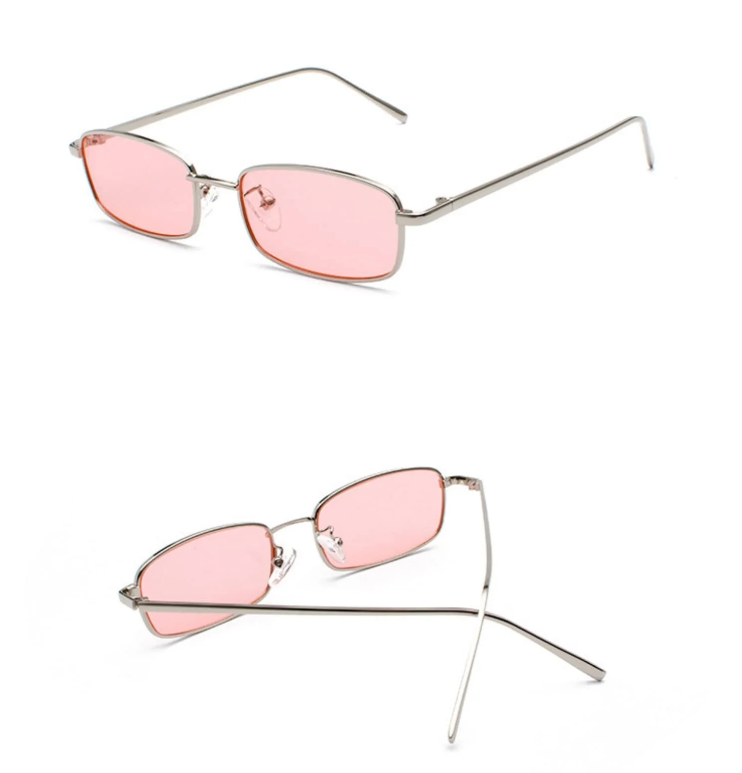 Солнцезащитные очки Retro Rectangular ESALIA Металлическая оправа Цветные прозрачные линзы для мужчин и женщин, фото №3