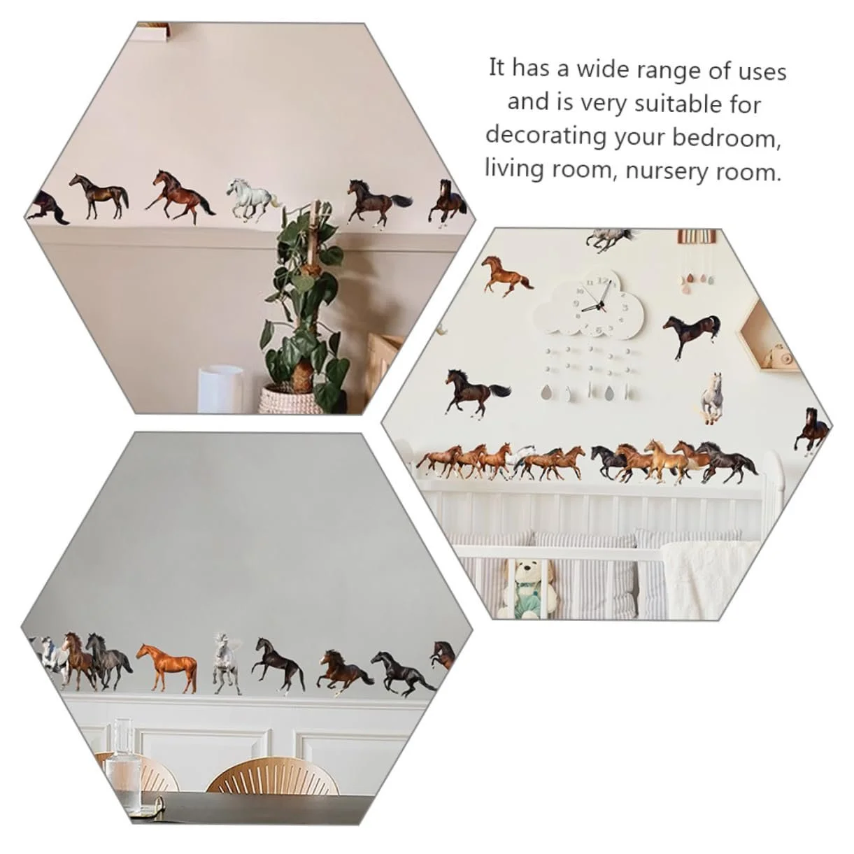 Наклейки на стіну Horse 4 листи PVC самоклеючі Cute Animals, фото №5