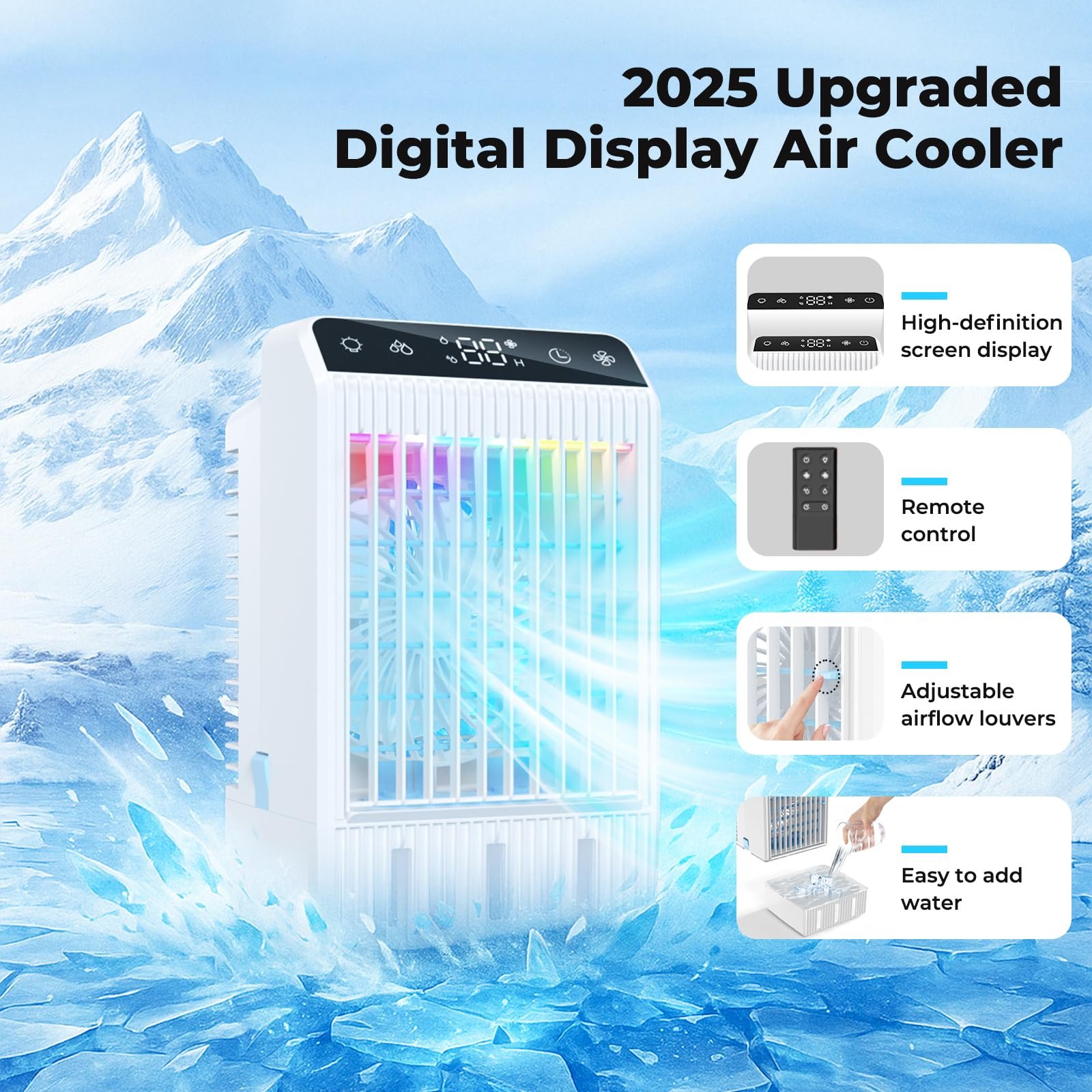 Портативний кондиціонер 4-в-1 1000 ml 4 швидкості Таймер Підсвічування, фото №6