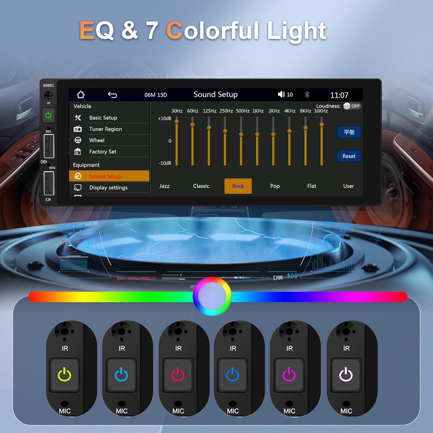 Автомагнітола PODOFO 6886C / 6.86" / Сенсорна / Wince / Apple CarPlay / Android Auto / Bluetooth / USB / AUX / 1DIN, фото №5