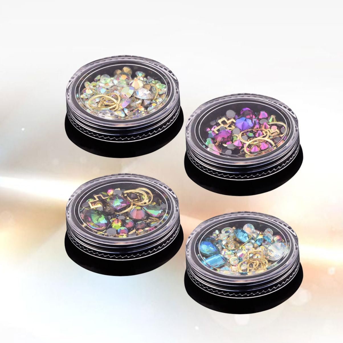 Стрази для нігтів Healeved Набір Різні стилі, синьо-фіолетові, кольорові, різної форми, фото №2