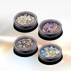 Стразы для ногтей Healeved Набор 4 шт. Разные стили, сине-фиолетовые, цветные, разной формы, морская волна для маникюра и украшения ногтей synthetic.ua - Фото 1