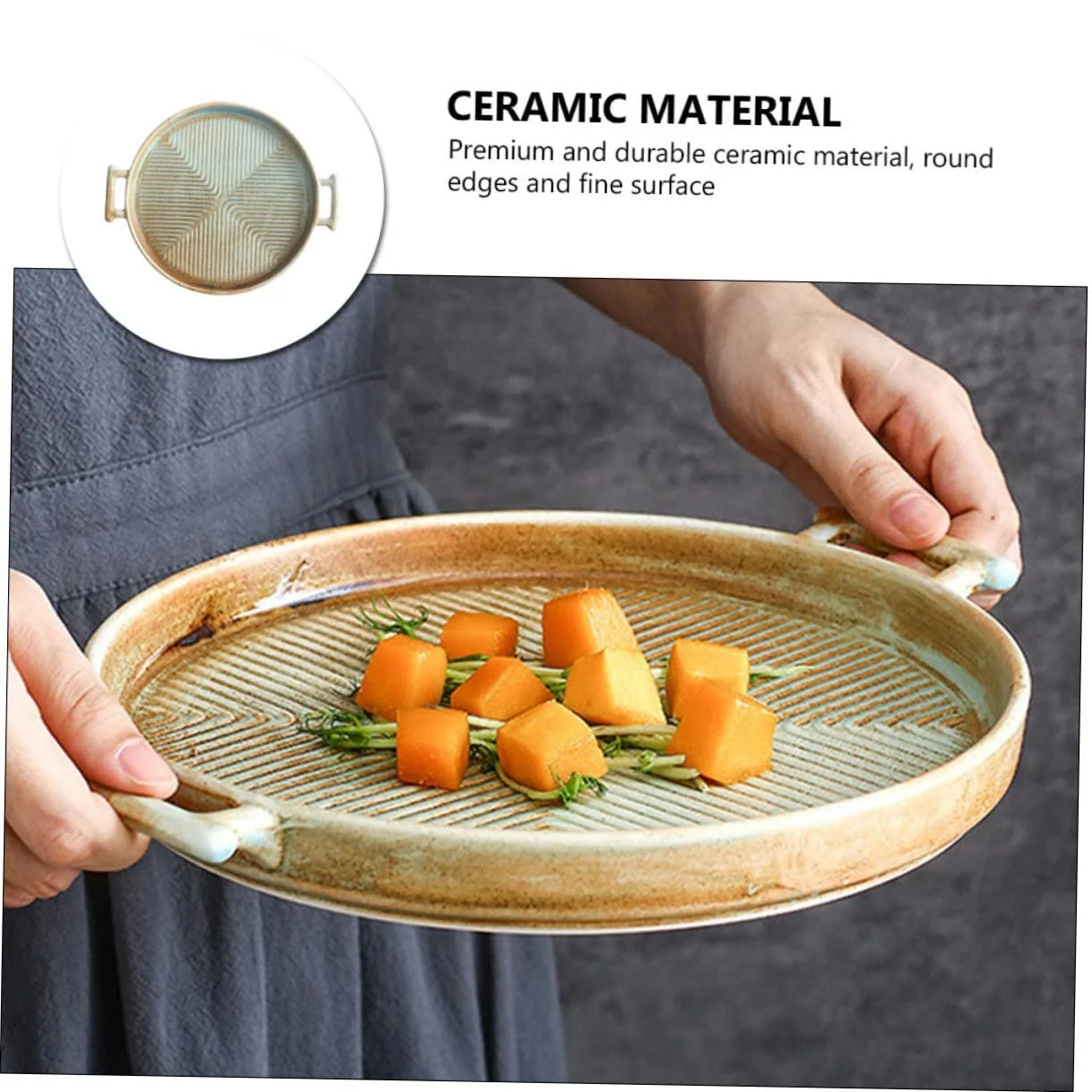 Форма для запекания SOIMISS круглая керамическая термостойкая с ручками антипригарная, фото №4