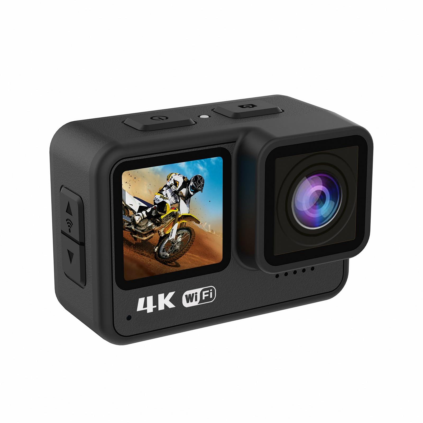 Екшн-камера Andoer Action Cam 4K 60FPS24MP WiFi Двохекранний сенсорний контроль 21 м герметичність з аксесуарами для кріплення, фото №1