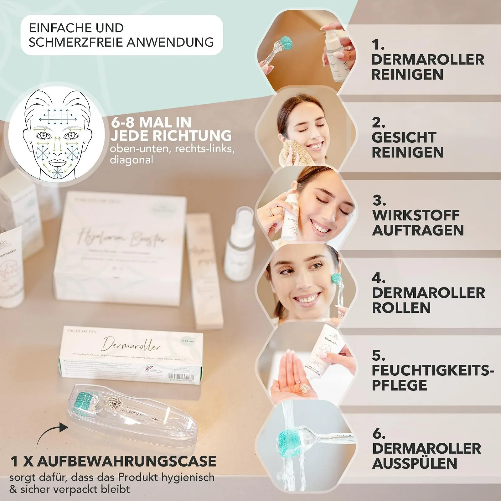 Дермаролер Faces of Fey - 192 голки для професійного мікронідлінгу в домашніх умовах, фото №4