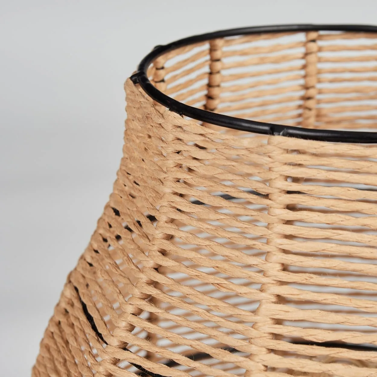 Настільна лампа HOFSTEIN Cardeira метал / рафія 30 см E27 Чорний/Натуральний, фото №3