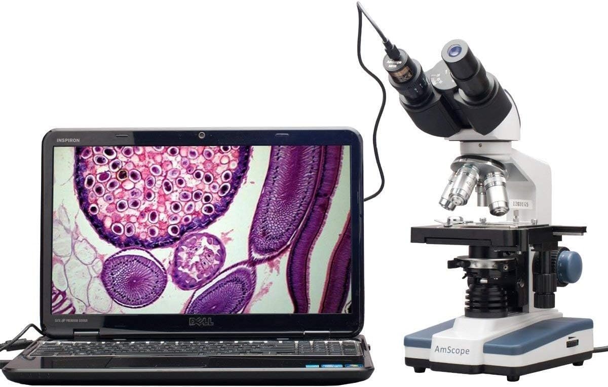 Микроскоп AmScope B120C-E1 бинокулярный, цифровой, 40X-2500X, LED, с 3D столиком + USB камера 1.3MP, фото №1