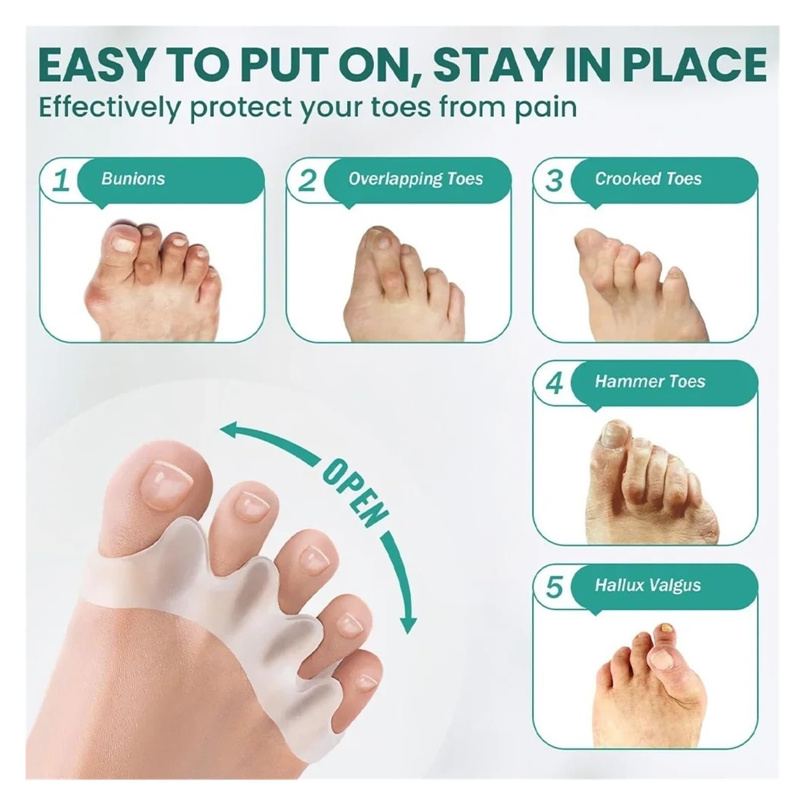 Роздільник для пальців Силіконовий 1 пара Коректор для кісточки молоткоподібного пальця, фото №4