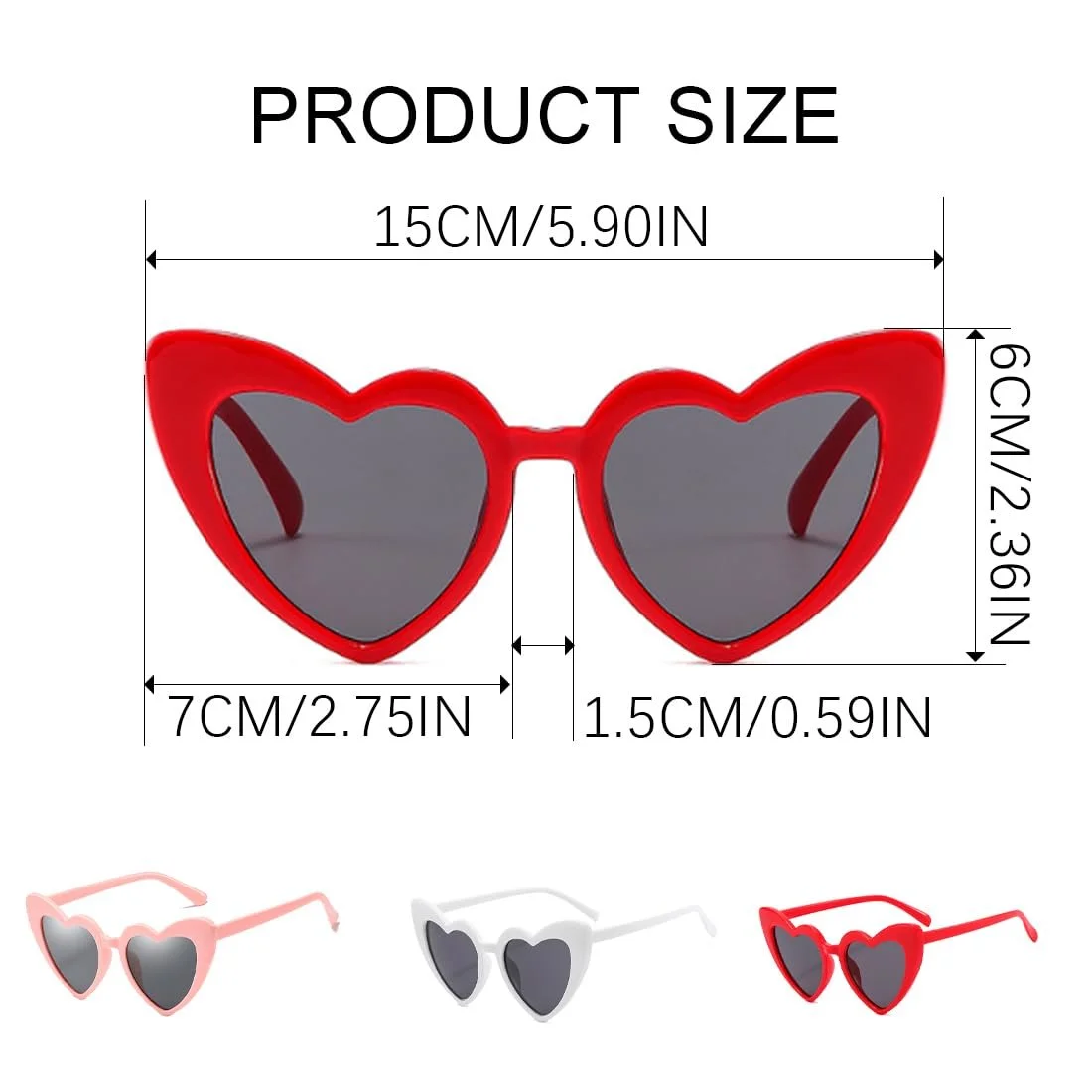 Сонцезахисні Окуляри Жіночі AAED Серцеподібні 3 шт, червоний, фото №2