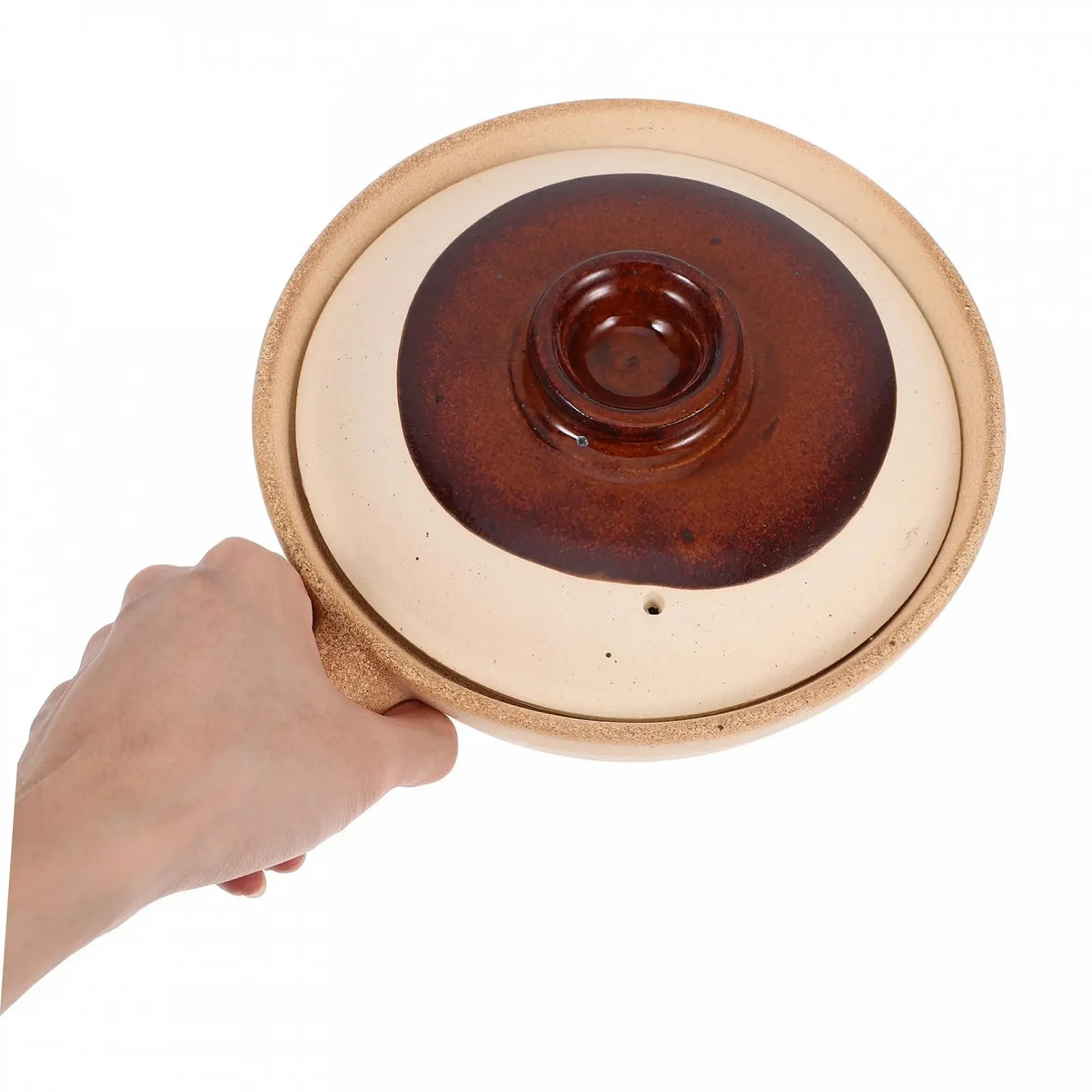 Каструля керамічна теракотова з кришкою термостійка компактна для рису, фото №3