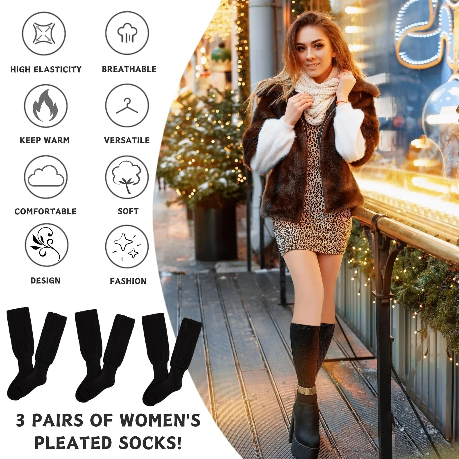 Комплект з 3 жіночих гольфів, One Size, фото №6