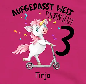 Свитшот Shirtracer 3. Geburtstag - Aufgepasst Welt - Ich Bin jetzt 3 - Einhorn mit Name zum Dritten synthetic.ua - Фото 1