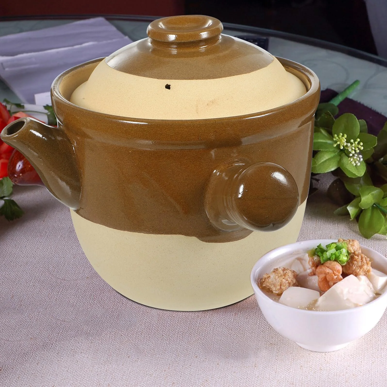 Горшок глиняный термостойкий для приготовления трав с ручкой, фото №5