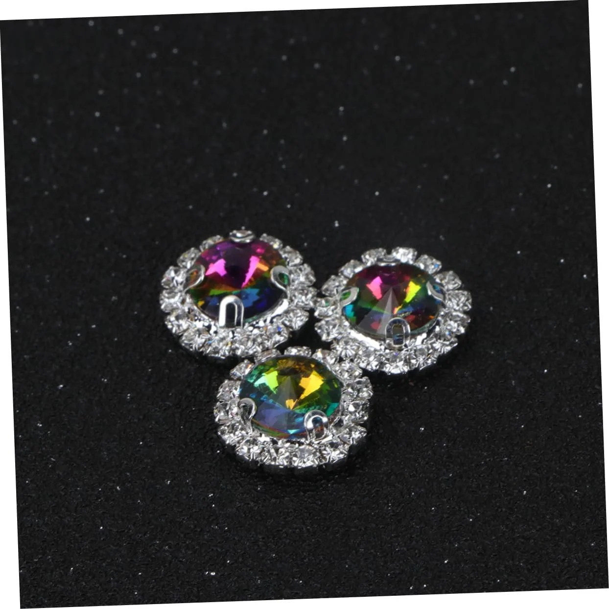 Стрази Плоскі Круглі STOBOK 60шт Райдужні для рукоділля, весільних та вечірніх прикрас, прикрас столу, виготовлення ювелірних виробів та іншого, фото №7