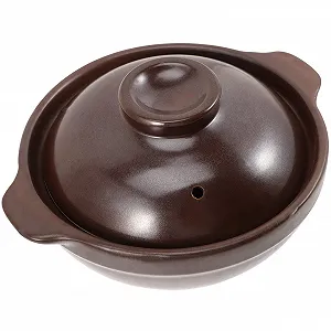 Каструля INOOMP маленька керамічна з кришкою коричнева - Фото 1