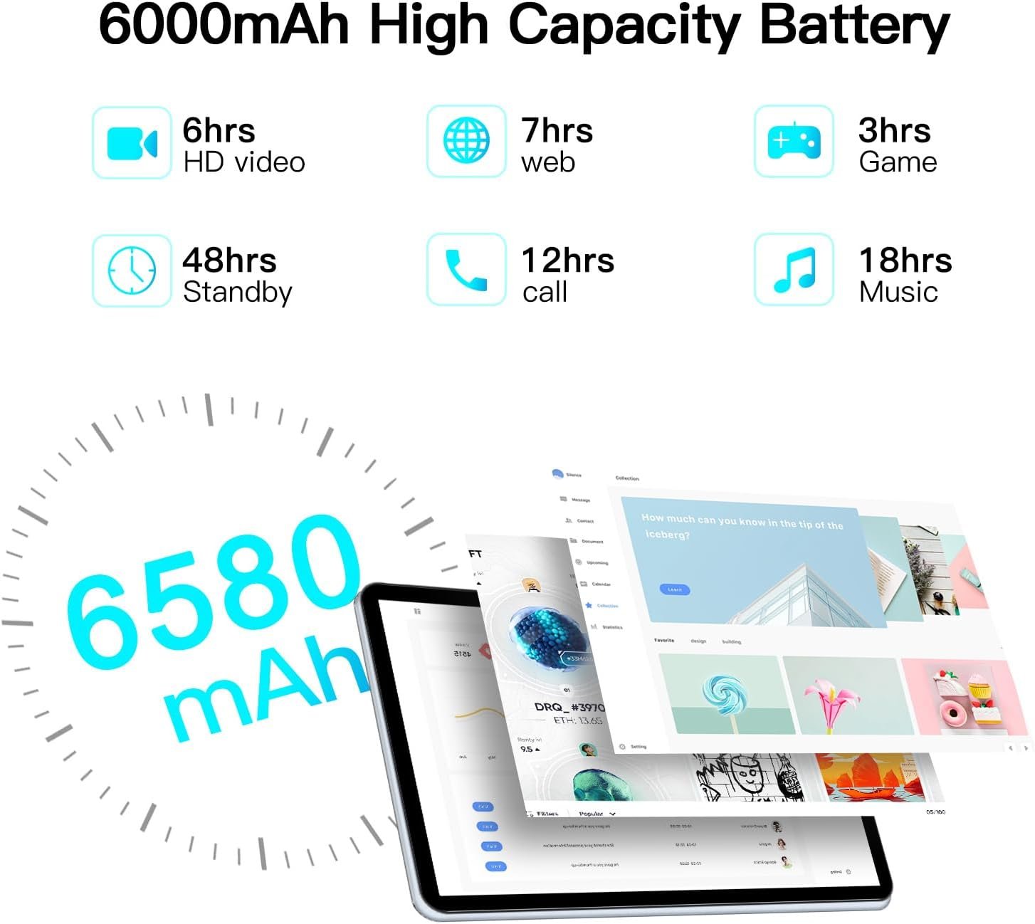 Планшет 10" OUZRS M3 4/64Gb 8 ядер Android 12 6850 mAh Серый, фото №3