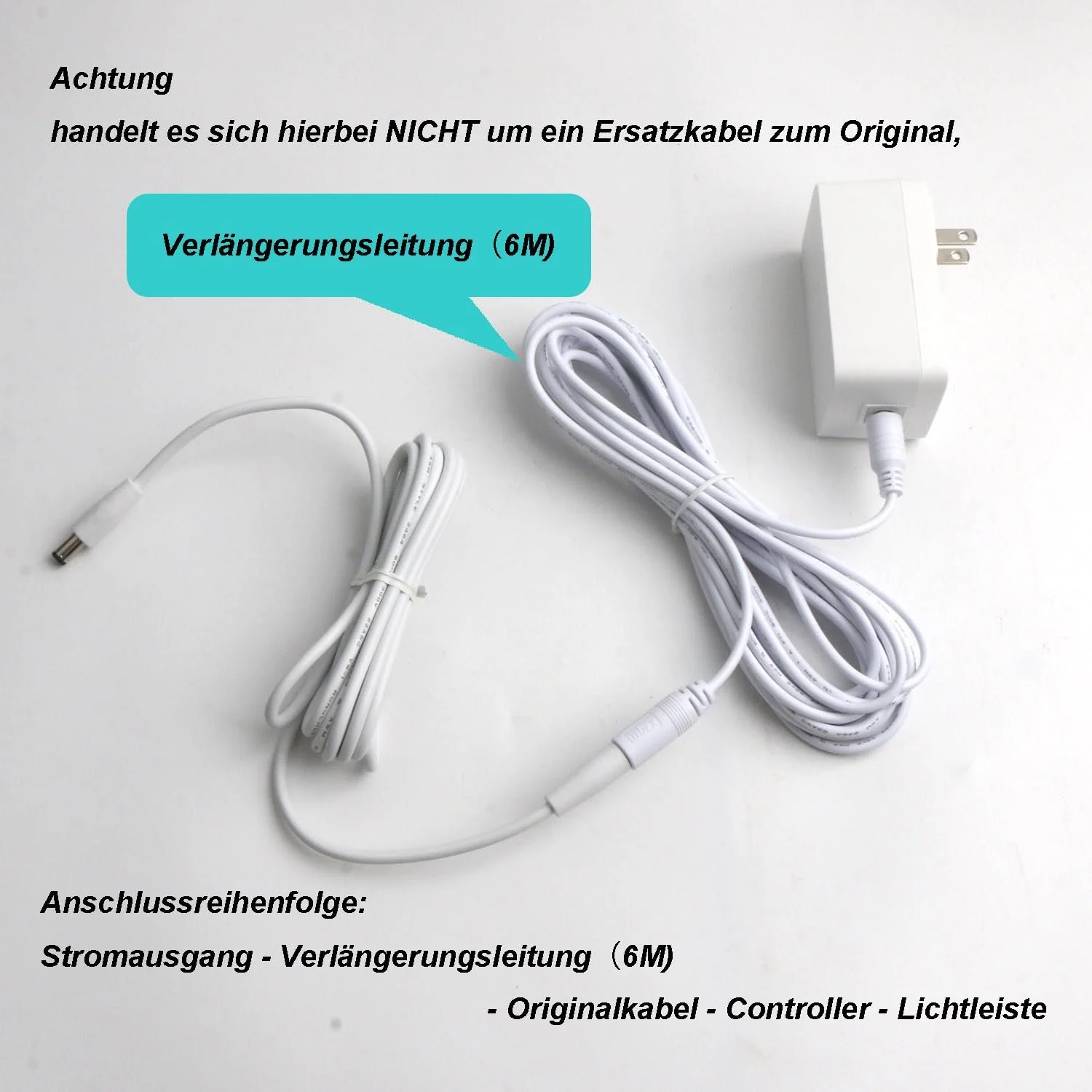 DC-подовжувач 6 м Сумісний з Philips HUE Lightstrip Plus V3 / V4 Білий, фото №3