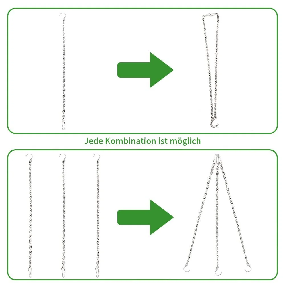Ланцюжок для підвісного кошика металевий 50 см, набір 2 шт., фото №4 Ланцюжок для підвісного кошика металевий 50 см, набір 2 шт., фото №4