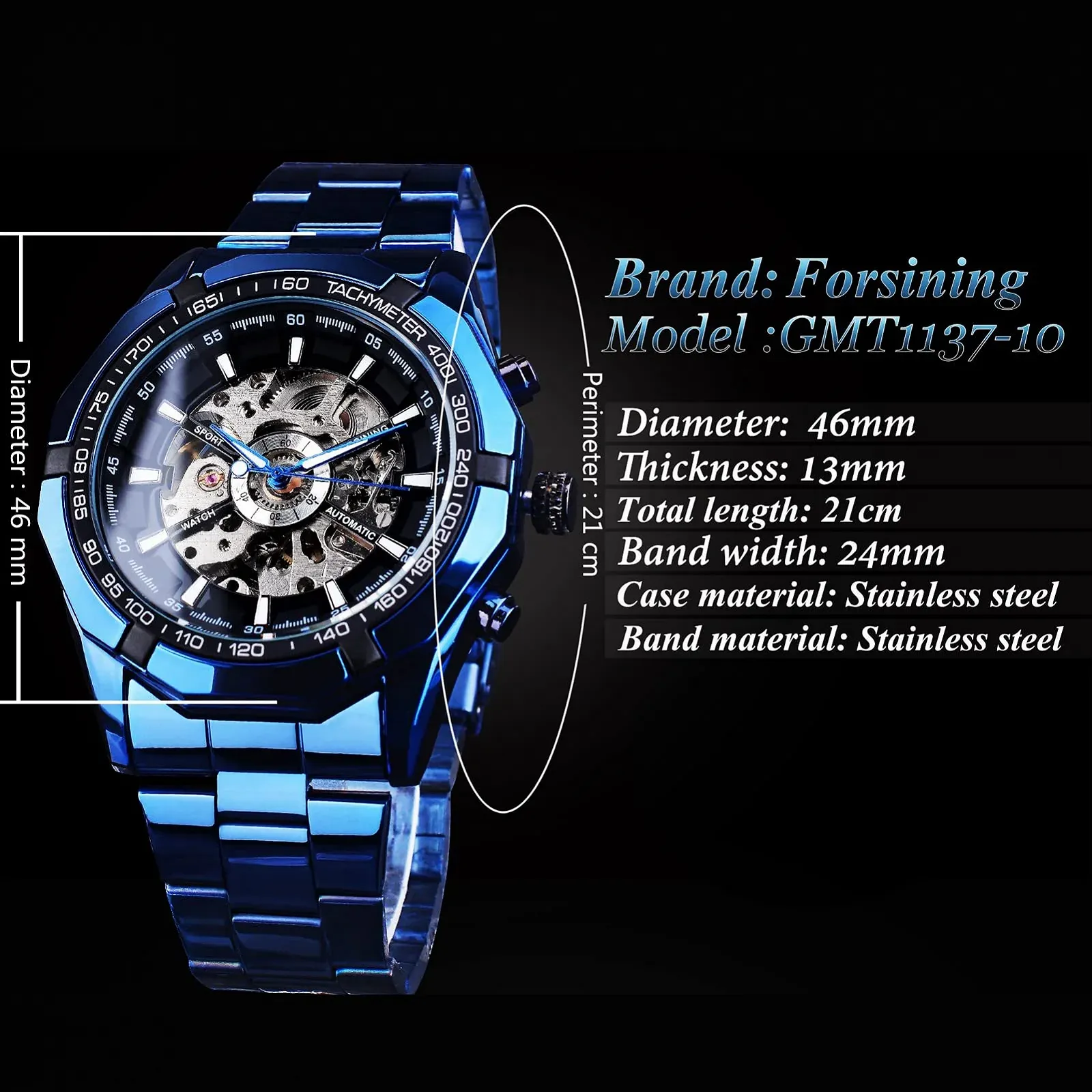 Механические Часы FORSINING Skeleton Черный Ремешок, Черный, фото №4 Механические Часы FORSINING Skeleton Черный Ремешок, Черный, фото №4