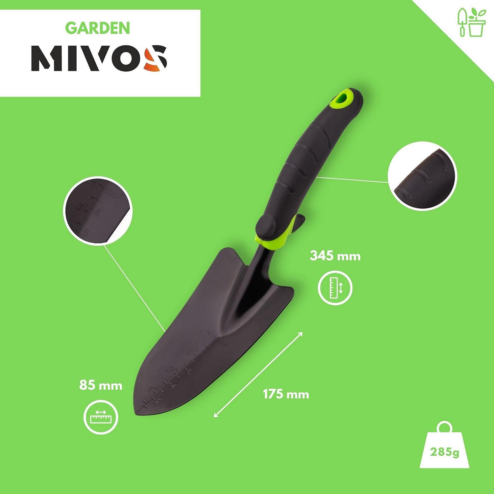 Лопатка стальная Mivos для посадки и пересадки, 8 см, черный и зеленый, фото №3