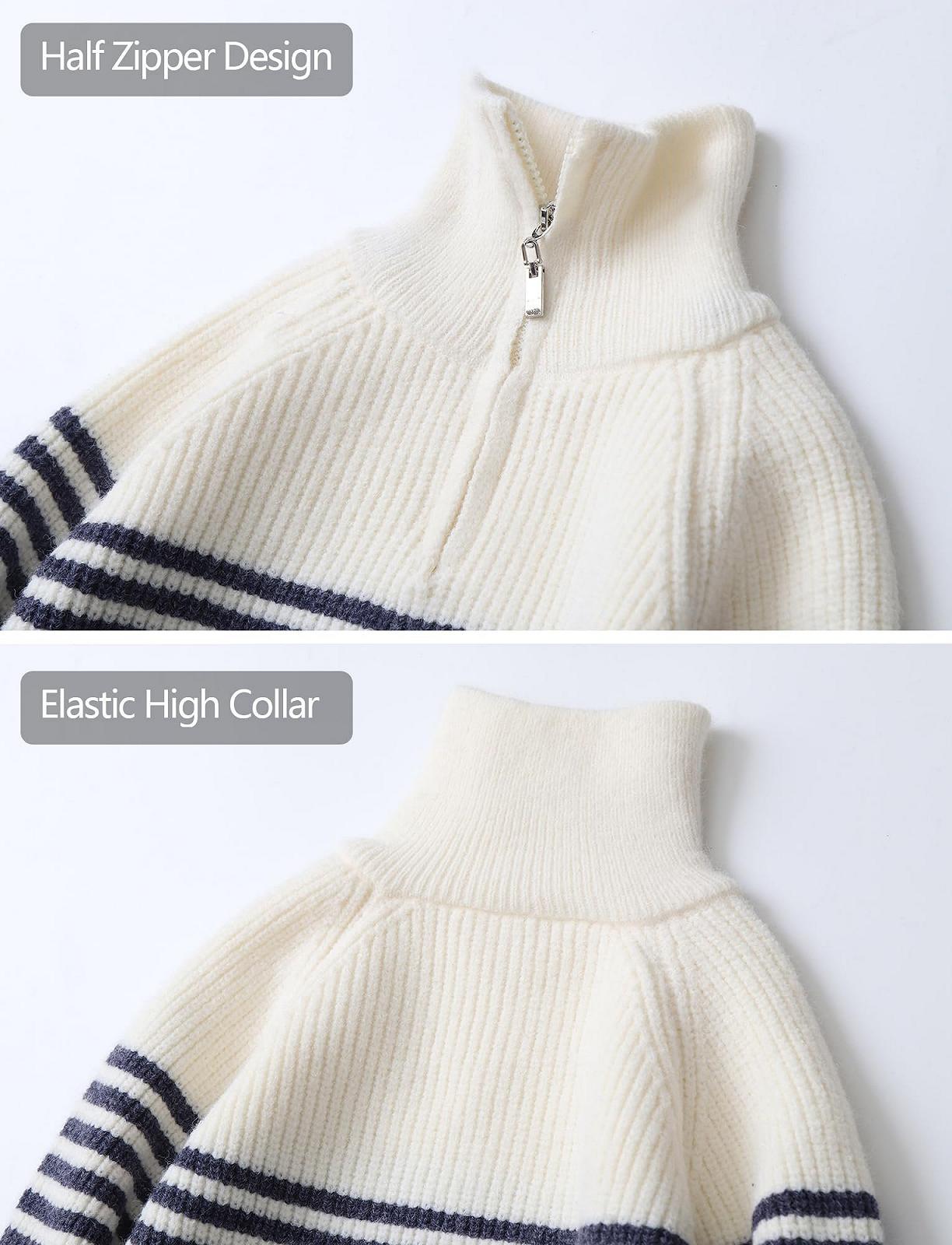 Джемпер Happy Cherry Вязаный в полоску Зимний для мальчиков Водолазка Длинный рукав 120-170 см, фото №3