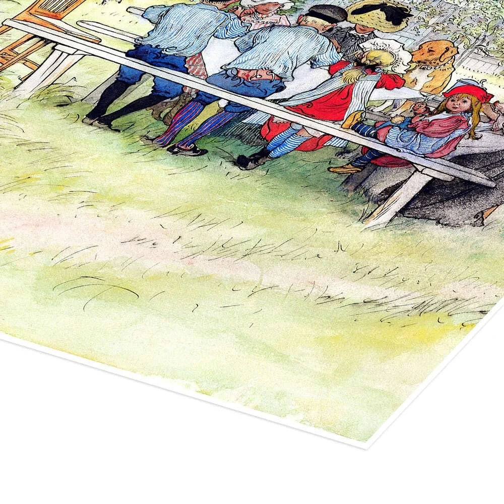 Постер Carl Larsson Breakfast Under the Large Birch 70 x 50 см зеленый Art Nouveau, фото №3