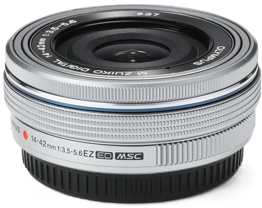 Объектив Olympus M.Zuiko Digital EZ-M1442-EZ 14-42mm 1:3.5-5.6 Pancake Silver, фото №1
