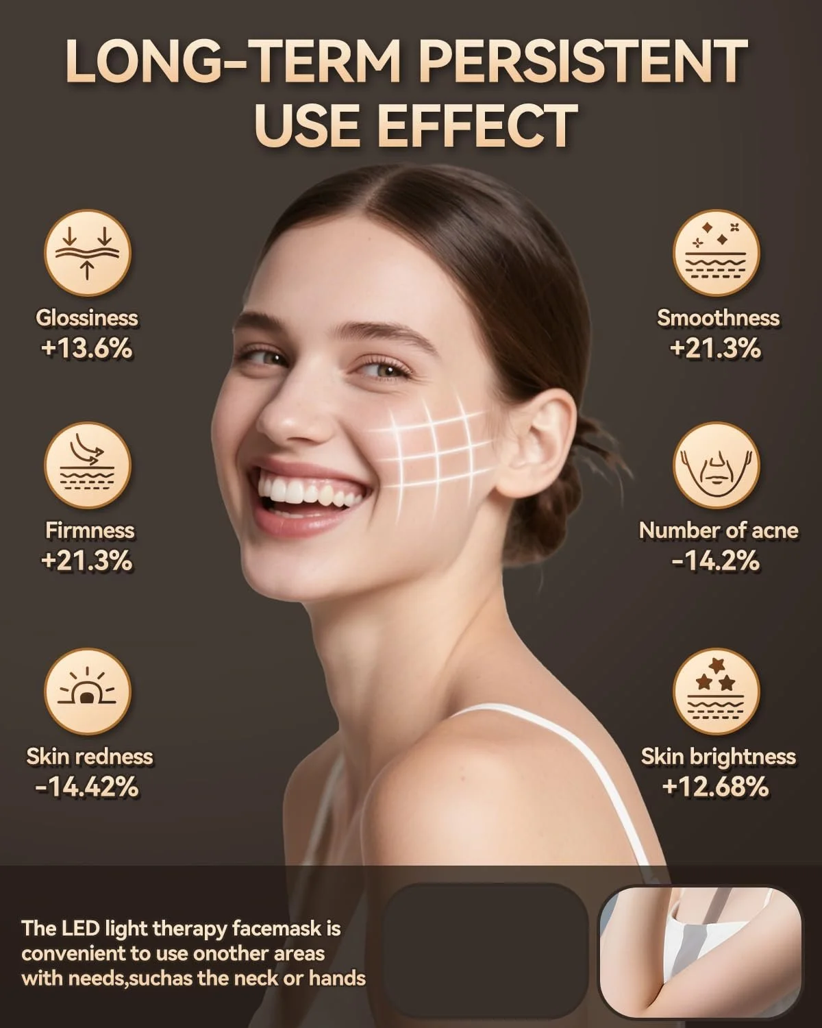 LED Маска KIMTAR для лица, светотерапия красным светом для лица в 7 цветах, 5 уровней яркости, фото №3