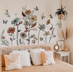 Наклейка на стіну Runtoo Boho Flowers Ретро квіти Кольоровий synthetic.ua - Фото 1