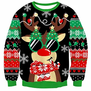Рождественский джемпер Loveternal для мальчиков, детский рождественский теплый вязаный 3D-джемпер с принтом, пуловер с длинными рукавами для девочек, рождественский джемпер 7-14 лет - Фото 1