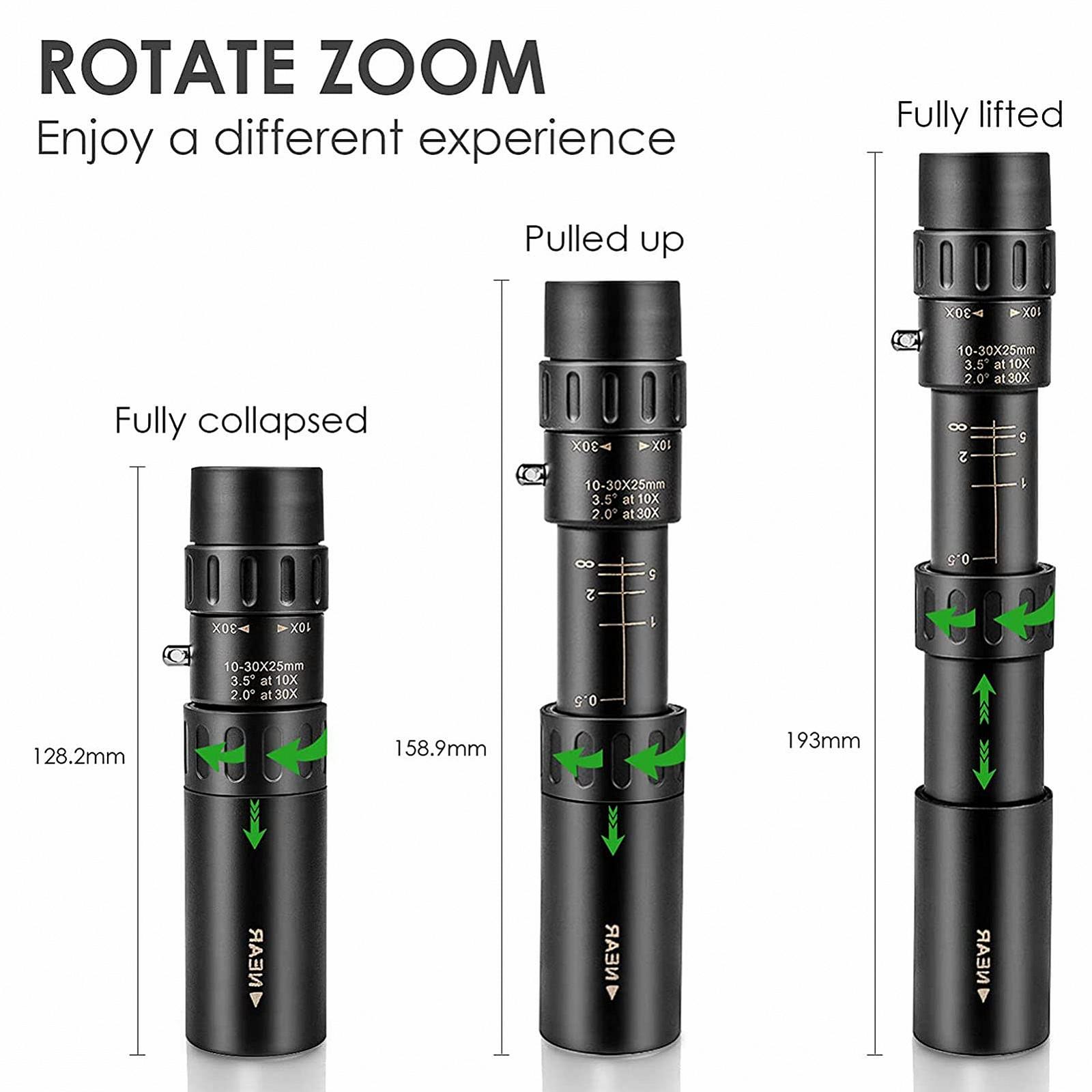 Монокуляр MRKU Mini mit Smartphone-Stativ verstellbarer optischer Zoom 10–300x25, фото №4