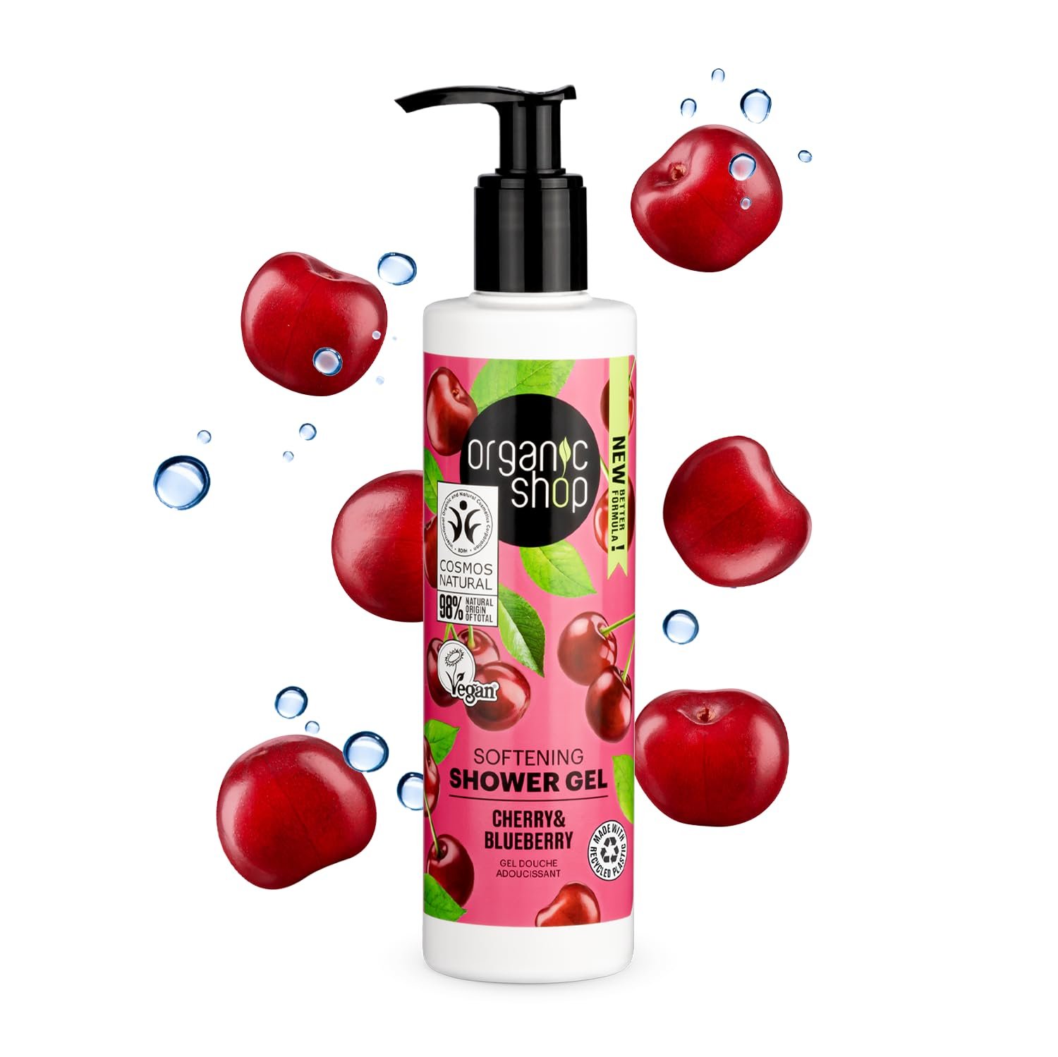 Гель для душу Organic Shop Softening Вишня та чорниця 280 мл, фото №4