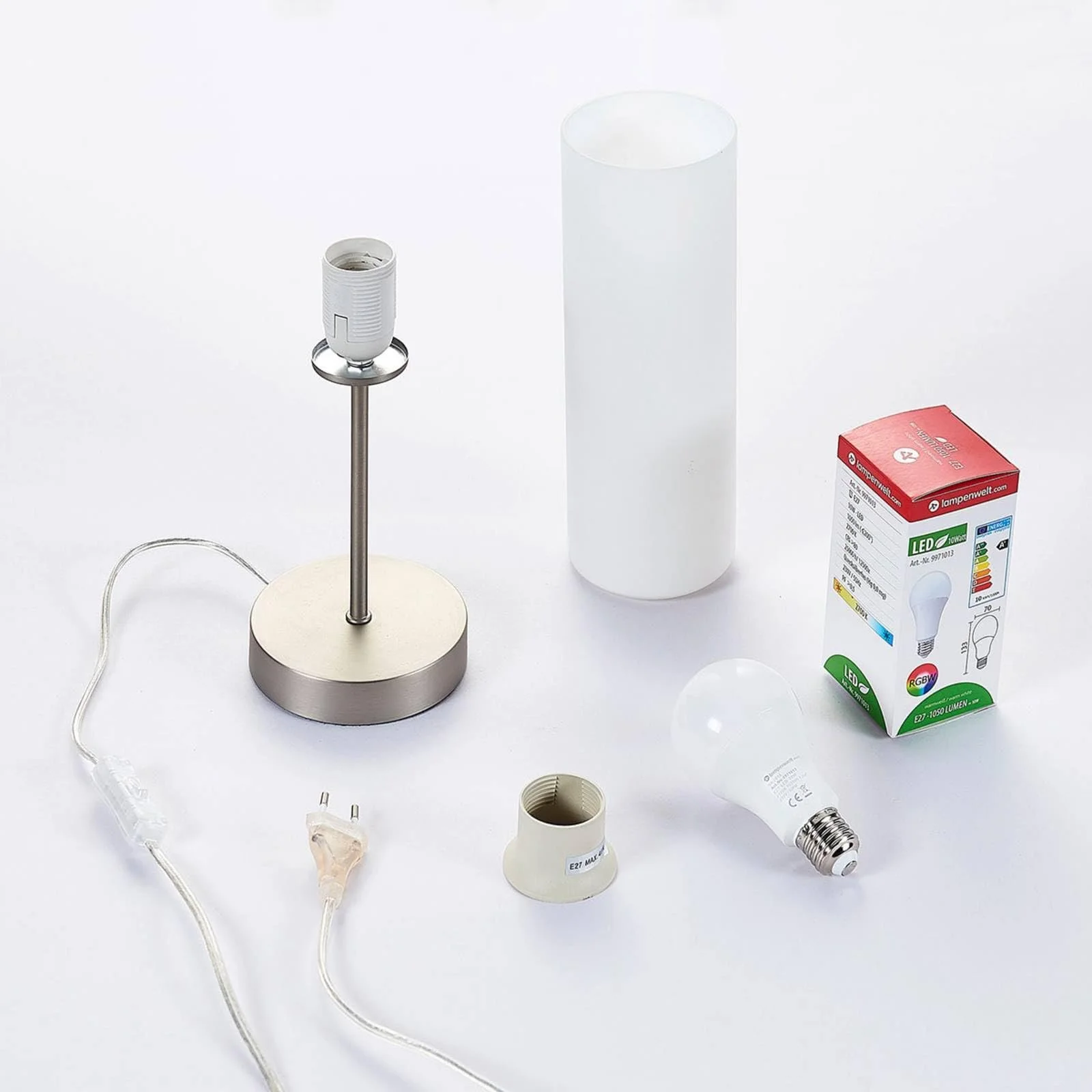 Настільна лампа Lindby Felice Біле скло 1 x E27, фото №5