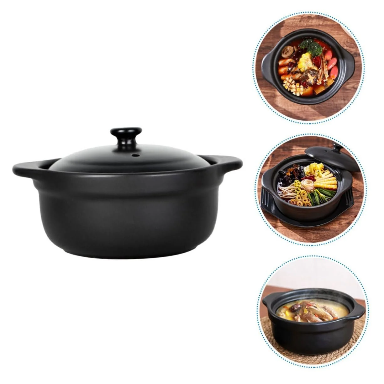 Кастрюля VICASKY Керамическая с крышкой Термостойкая с двойными ручками, фото №9