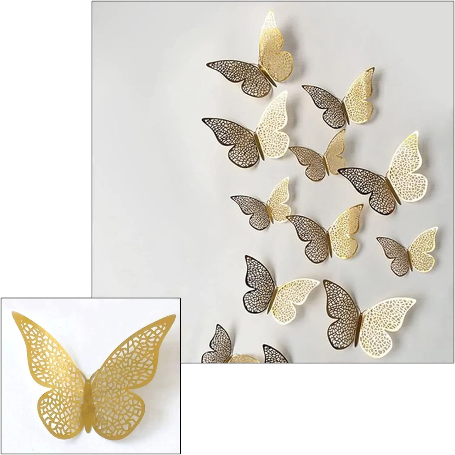 Наклейки на стіну 3D Метелики 150 шт. 3 розміри Ажурні Фіолетові, фото №4