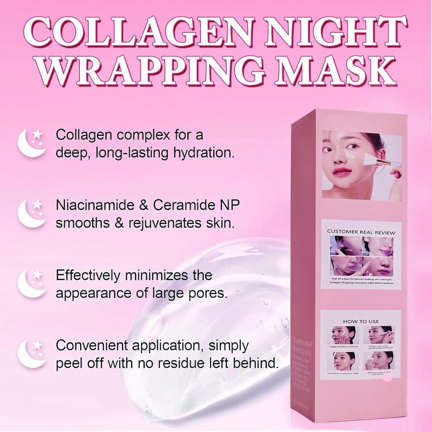 Нічна маска для обличчя з колагеном Collagen, нічна, фото №7