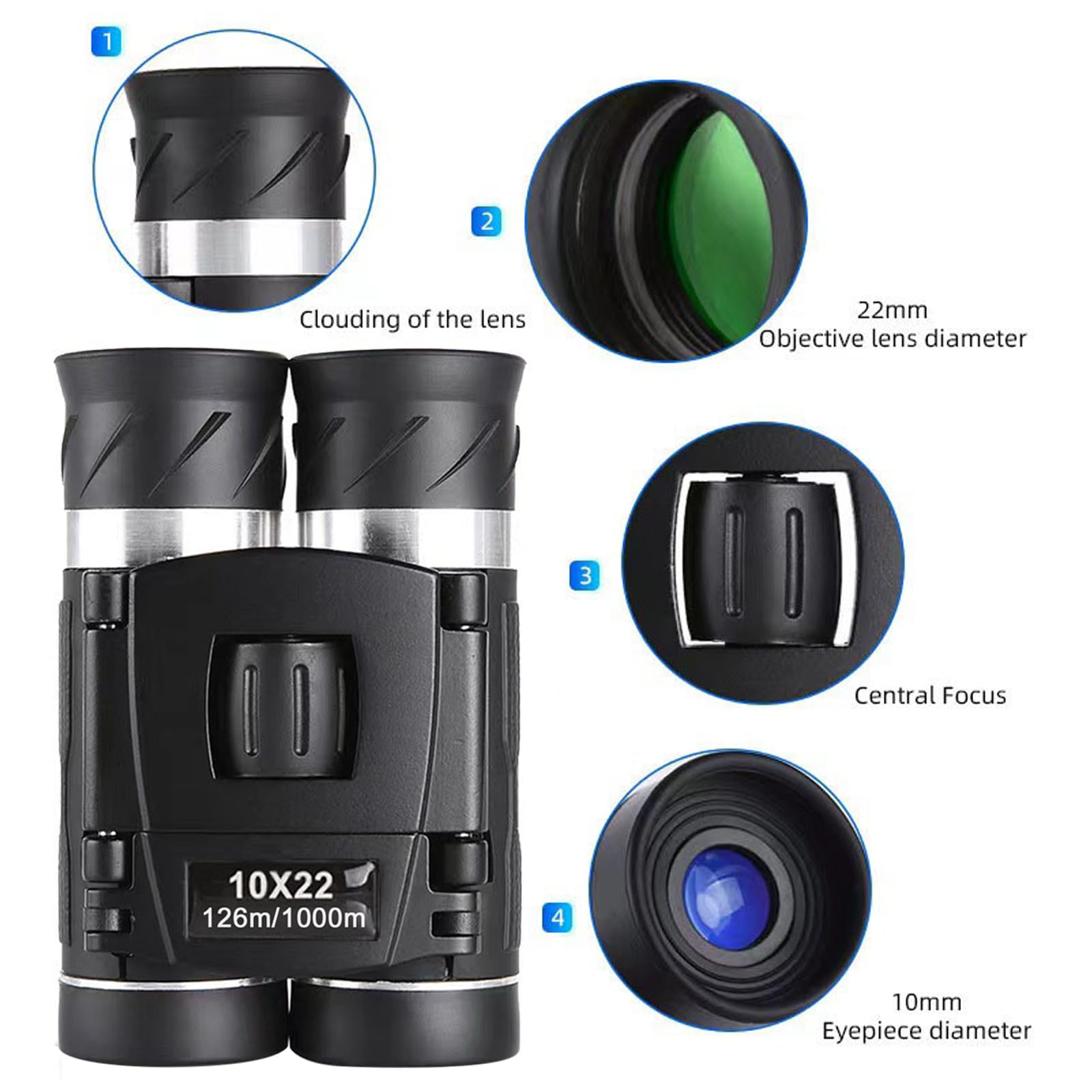 Бінокль 10x22 Compact Waterproof Foldable Carry Bag, фото №3